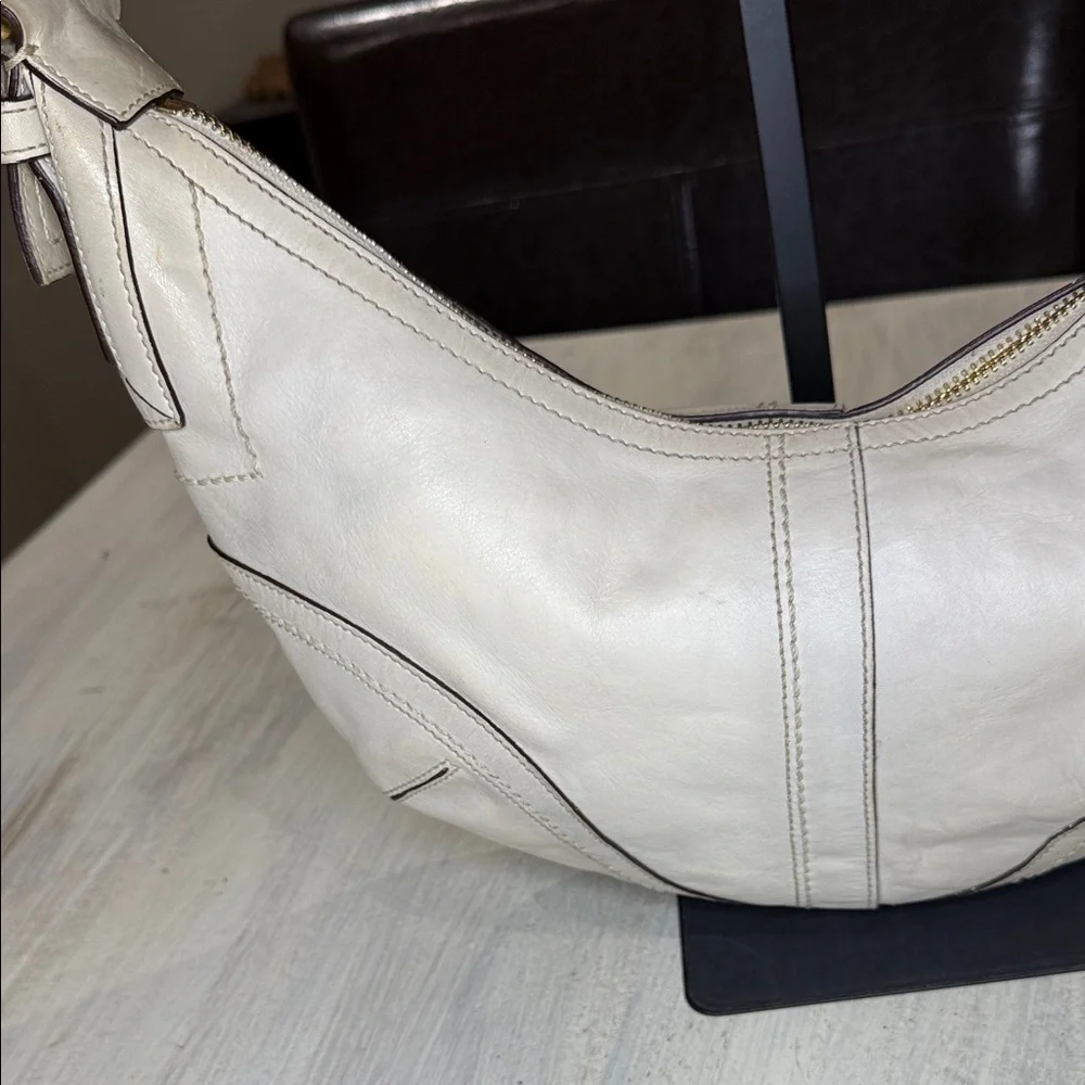 Vintage Coach Dylan SoHo Off-White Leather Braided Strap Hobo Bag